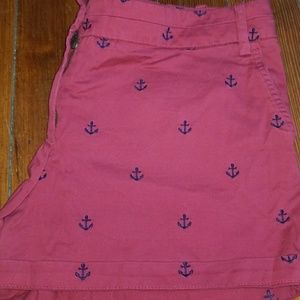 Red shorts with Navy anchor print